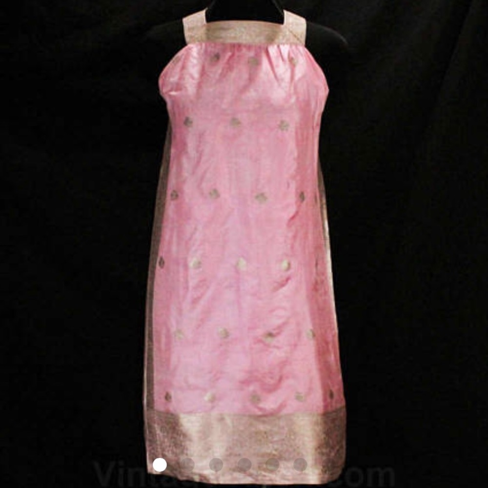 Pink Flamingo VINTAGE 1960s Silk Indian Sari Dress